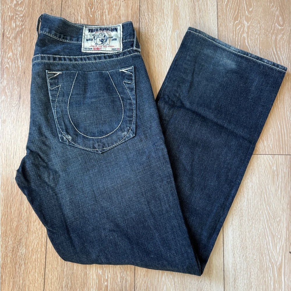 *SOLD* Men’s True Religion Bobby Bootcut Made In USA Dark Denim Jeans Size 36